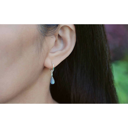 Cambree Interchangeable Labradorite Drop Hoop Earrings & Sterling Silver