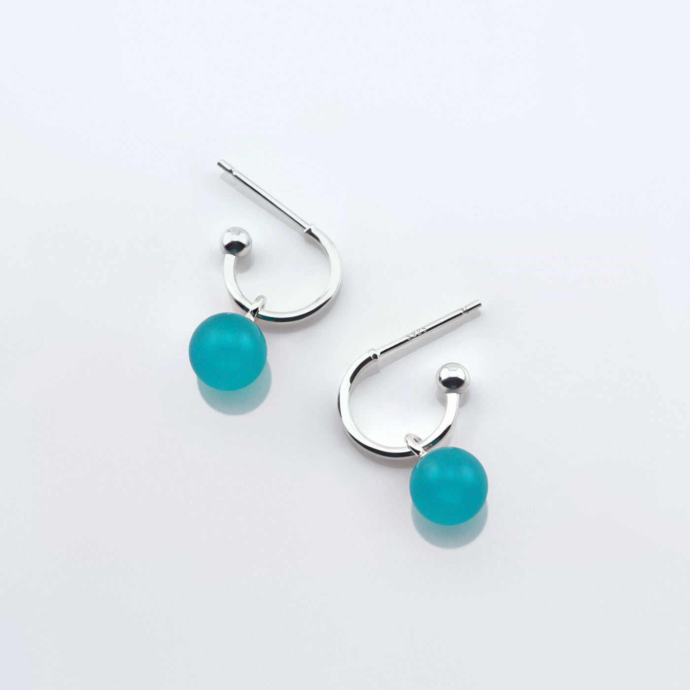 Cambree Interchangeable Russian Amazonite Sphere Earring Hoops & Sterling Silver