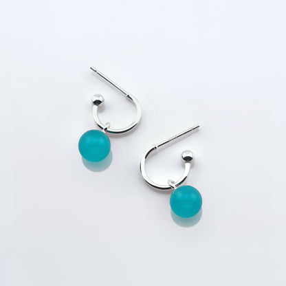 Cambree Interchangeable Russian Amazonite Sphere Earring Hoops & Sterling Silver