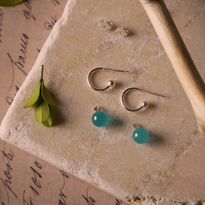 Cambree Interchangeable Russian Amazonite Sphere Earring Hoops & Sterling Silver