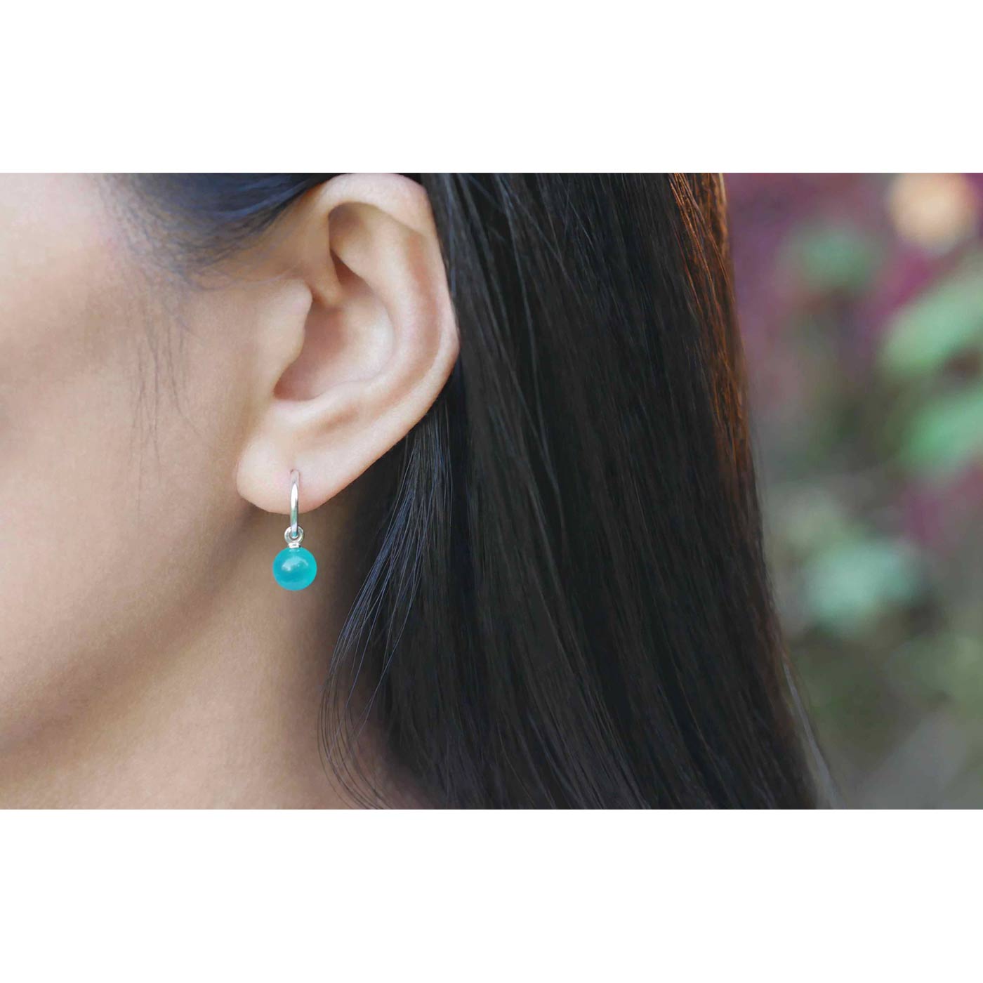 Cambree Interchangeable Russian Amazonite Sphere Earring Hoops & Sterling Silver
