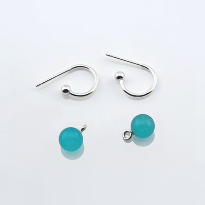 Cambree Interchangeable Russian Amazonite Sphere Earring Hoops & Sterling Silver