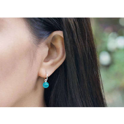 Cambree Interchangeable Russian Amazonite Sphere Earring Hoops & Sterling Silver