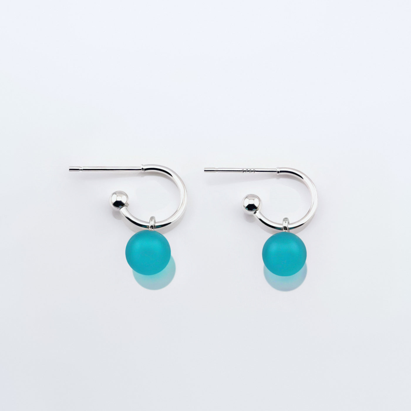 Cambree Interchangeable Russian Amazonite Sphere Earring Hoops & Sterling Silver