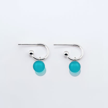 Cambree Interchangeable Russian Amazonite Sphere Earring Hoops & Sterling Silver