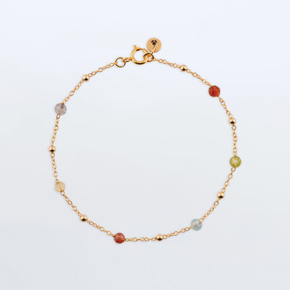 Estelle Dainty Colorful Multi-Gemstone Beaded Bracelet 14K Gold Filled