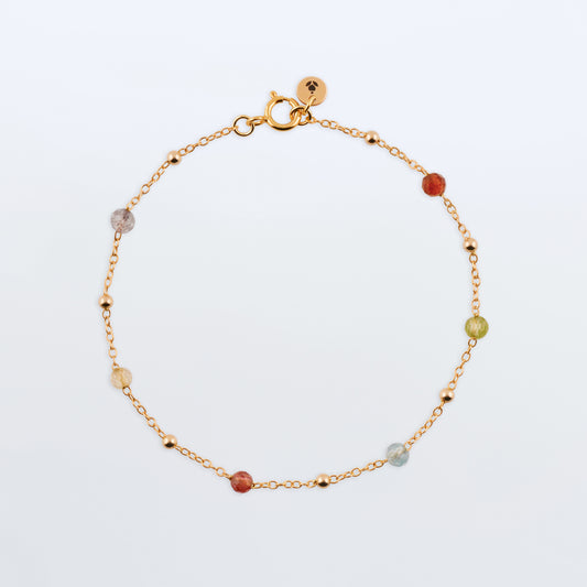 Estelle Dainty Colorful Multi-Gemstone Beaded Bracelet 14K Gold Filled