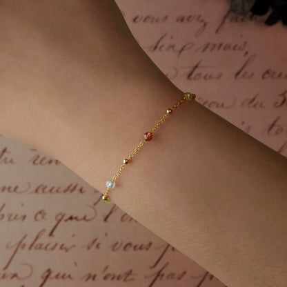 Estelle Dainty Colorful Multi-Gemstone Beaded Bracelet 14K Gold Filled