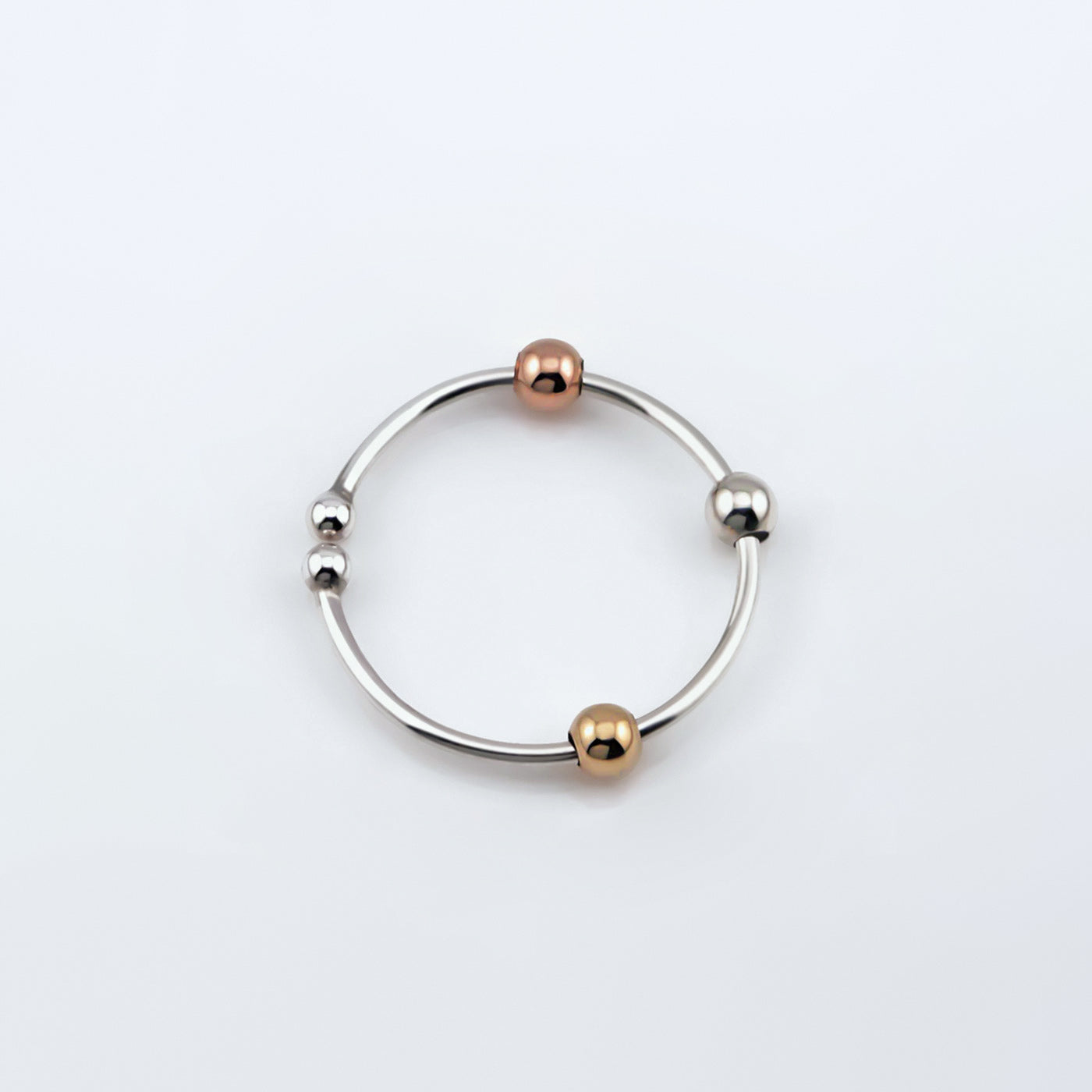 Mirain Abacus Delicate Minimalist Fidget Tri-Tone Mixed Metal Adjustable 925 Sterling Silver & 14K Gold Filled Ring