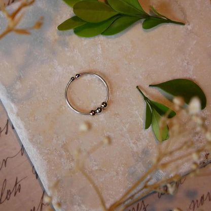Mirain Abacus Delicate Minimalist Fidget Tri-Tone Mixed Metal Adjustable 925 Sterling Silver & 14K Gold Filled Ring